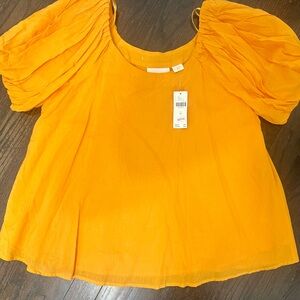 NWT Maeve Women's Yellow Puff Sleeve Top